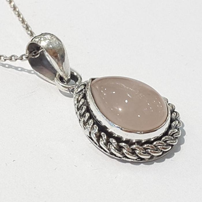 Bluekey A-grade mini pink rose quartz raw necklace 210430-12n (43890493A)