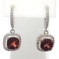 Bluekey AA Grade Square Red Garnet Raw Earring 210811-05n (44012771A)