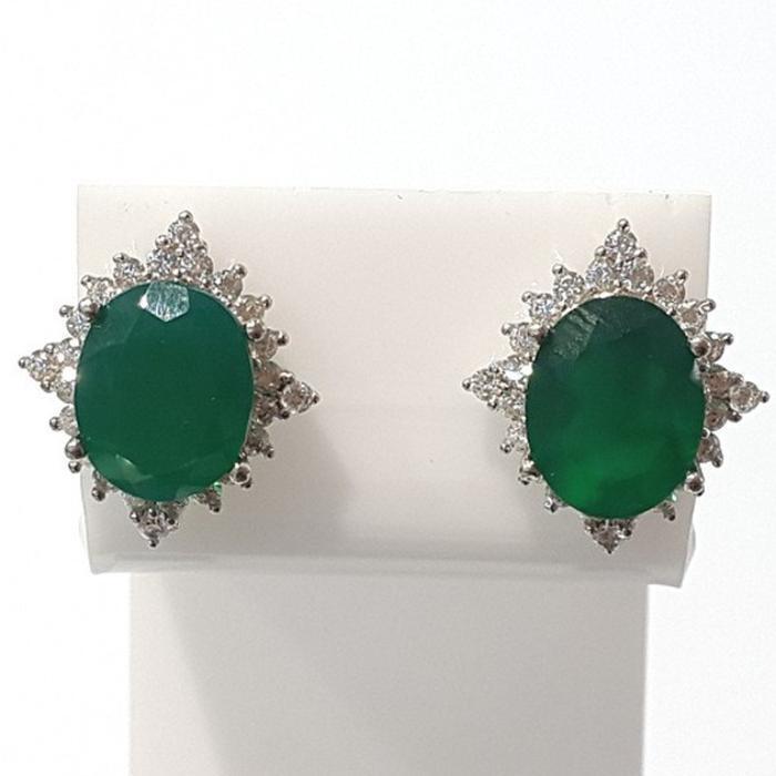 Bluekey AA-grade Green Onyx Raw Earrings 210715-15n (44012772A)