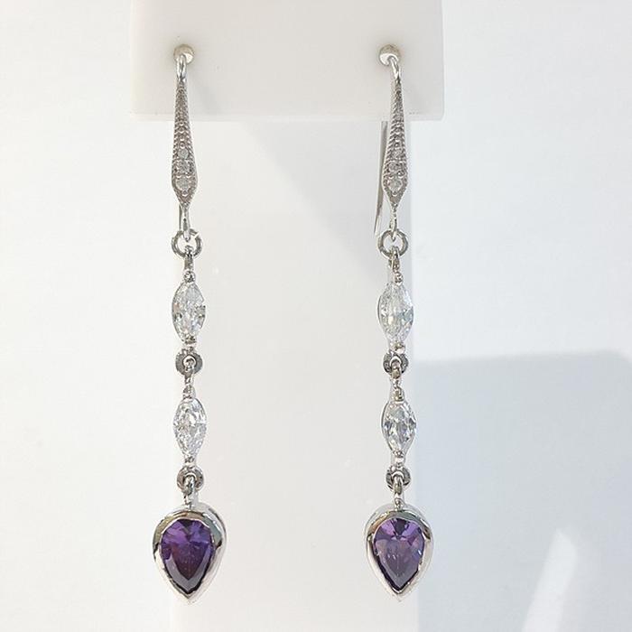 Bluekey A-grade sterling silver zirconia synthetic earrings 220813-17n (44098597A)