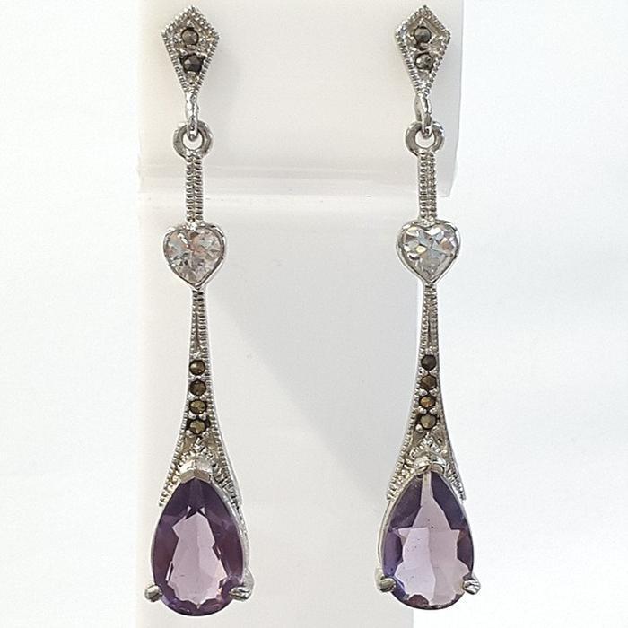 Bluekey A-grade silver 925 hand-stitched synthetic stone earrings 220507-18n (44098602A)