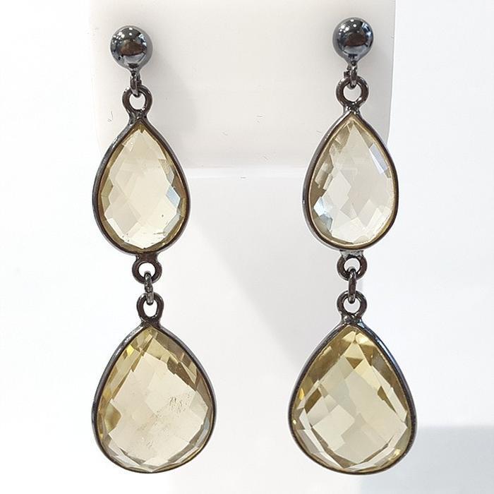 Bluekey A-grade Long Antique Lemon Sapphire Earring 211024-17n (44255142A)