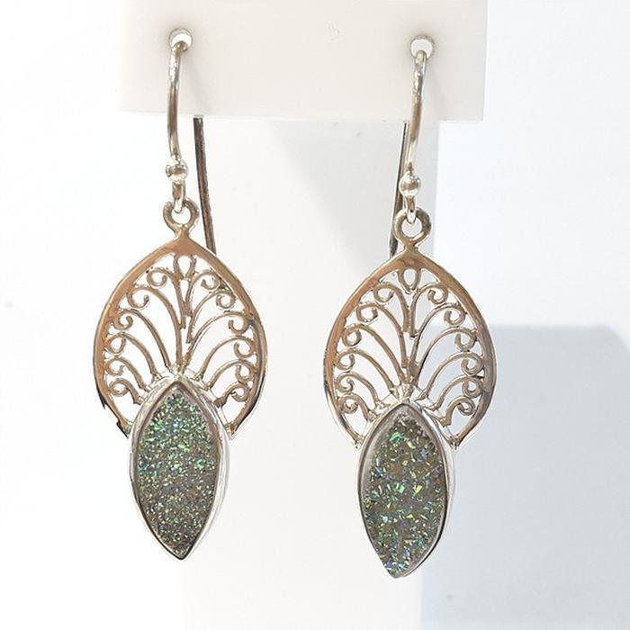 Bluekey A-Rank Druzia Gemstone Raw Earring 211024-06n (44255145A)