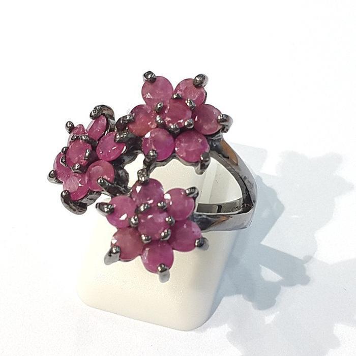 Blue K Grade A Floral Red Ruby Raw Stone Ring 210907-19n (44280088A)