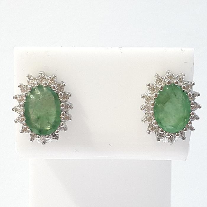 Bluekey AA-grade Green Emerald Diamond Earrings 211212-01n (46776428)