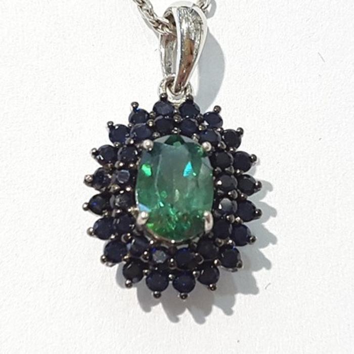 Bluekey GreenTokopaste Sapphire Raw Necklace 210514-01n (48356185)