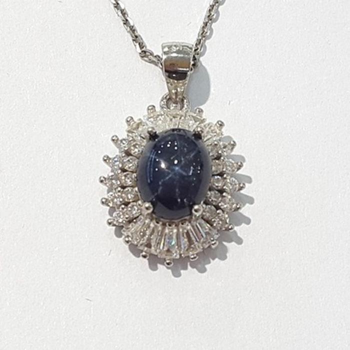 Bluekey AA-grade Star Sapphire Raw Gem Necklace 210513-10n (48356186)