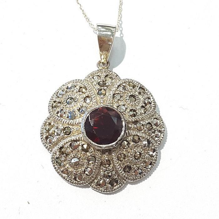 Bluekey Silver925 Antique Garnet Raw Gem Necklace 210701-08n (49195300)