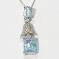 [Bluek] AA Grade Blue Topaz Raw Stone Necklace 210805-17n (50081079)