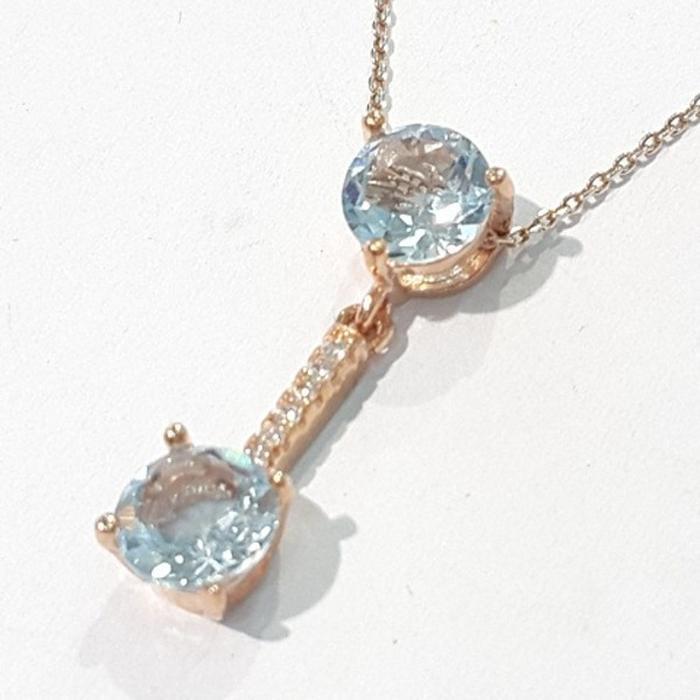 [Bluekay] Grade A blue topaz raw stone necklace210806-15n (50172462)