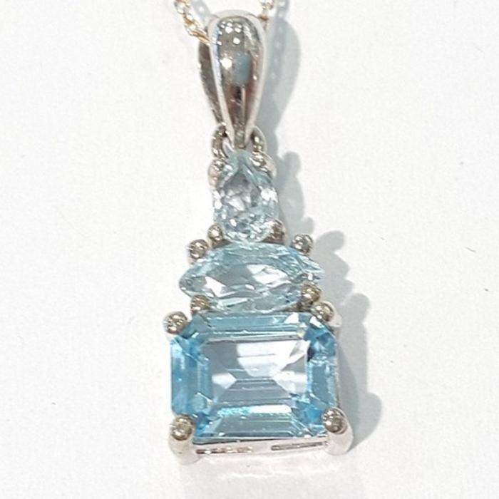 BlueK AA grade blue topaz rough stone necklace210806-11n (50172465)