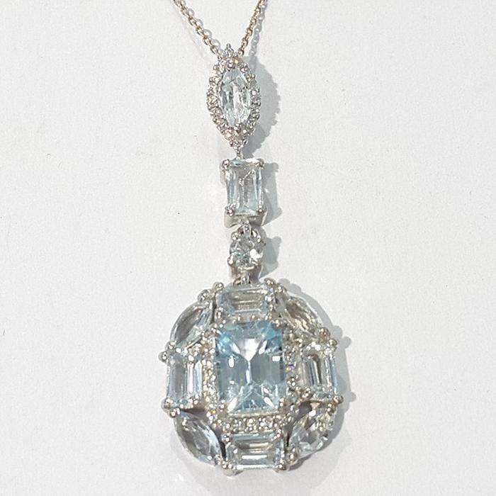 [Blue Kay] AA grade blue topaz rough stone necklace210805-18n (50172471)