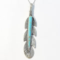 Bluekey silver sterling pendant 220107-14 turquoise feather (8014508A)