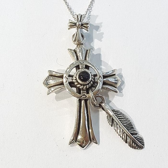 Bluekey silver pendant 220107-13 Cross Feathers (8014528A)