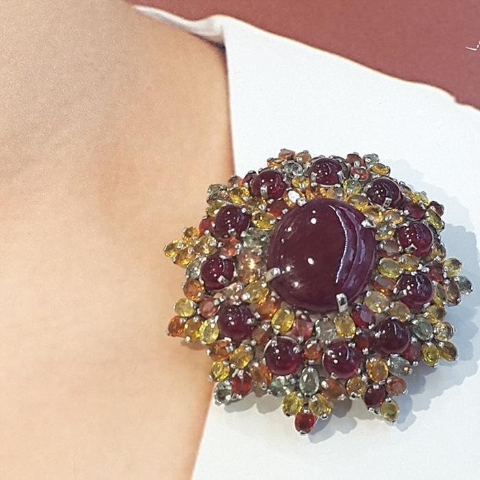 Bluekey Ruby Raw Brooch 221201-23 Fancy Sapphire (9305515A)