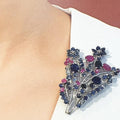 Bluekey Ruby Raw Brooch 221201-17 Birthstone Flower (9305517A)