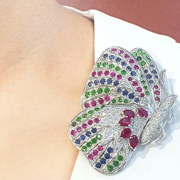 Bluekey Ruby Synthetized Brooch 221202-19 Birthstone Butterfly (9312091A)