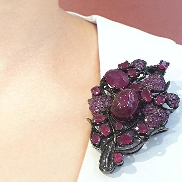 Bluekey Ruby Raw Brooch 221202-14 Birthstone Pendant (9312093A)