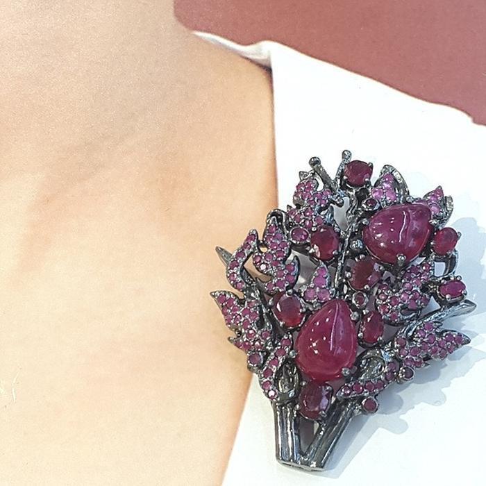 Bluekey Ruby Facet Brooch 221202-13 Birthstone Pendant (9312094A)