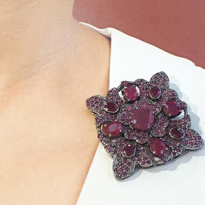Bluekey Ruby Raw Brooch 221202-10 Birthstone Pendant (9312104A)