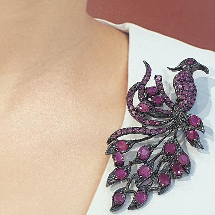 Bluekey Ruby Raw Brooch 221202-04 July Birthstone Worked (9312108A)