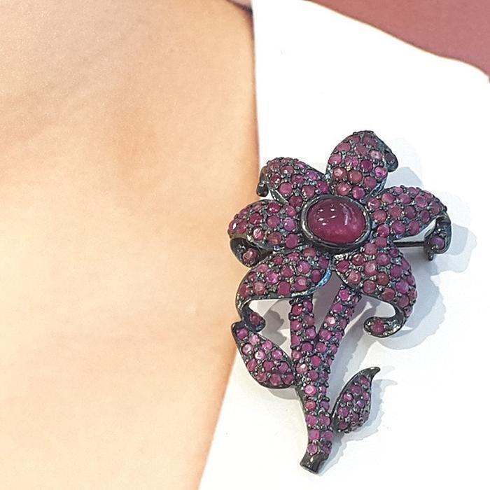 Bluekey Ruby Gem Brooch 221202-01 July Birthstone (9312110A)