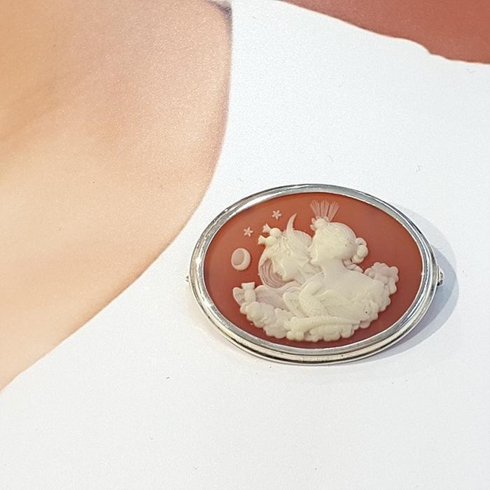 Bluekey Silver925 Cameo Brooch Angel Two (9747355A)