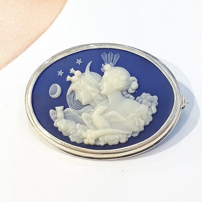 BlueKe Silver925 Cameo Brooch 230305-01 Woman Figure (9747360A)