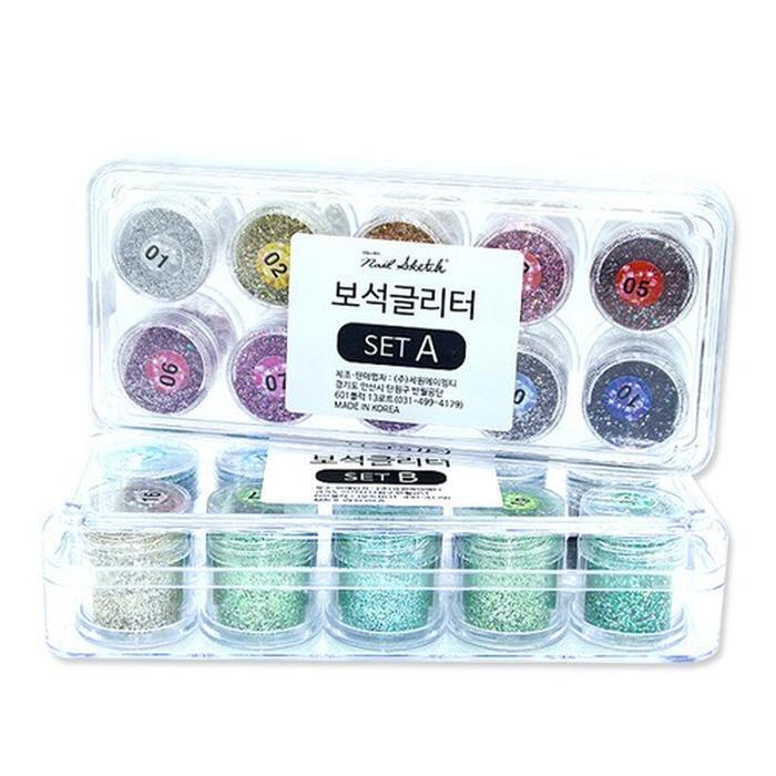 Nailna Nation Nail Sketch Jeweled Glitter Set 2 Items