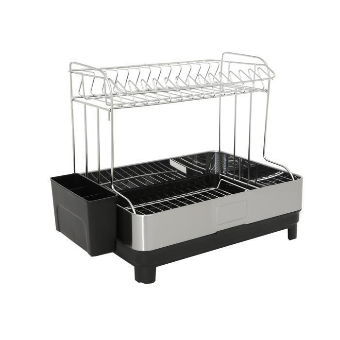 Bestmall Stainless Sink Basin Dish Drying Rack 2 Tier Cup Plate Dinner Tray (43476815A)