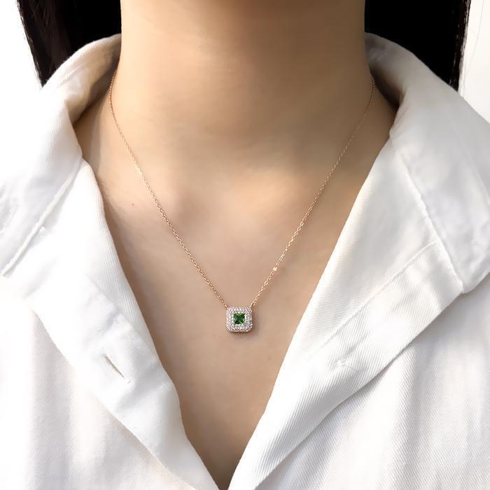 Opalhouse 925 Silver Emerald Cube Necklace OPMUN11931 (28552442A)