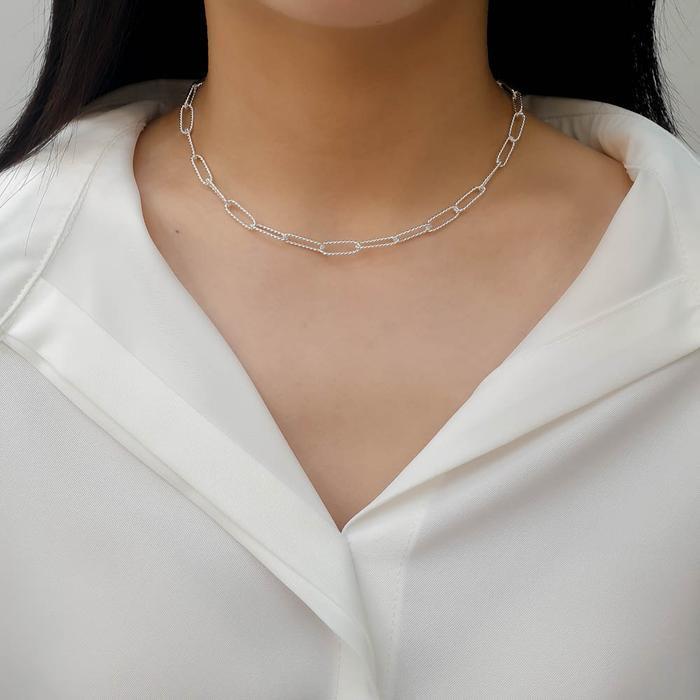 Opalhouse 925Silver clip chain checker necklace OPHEN1063 (6134773A)