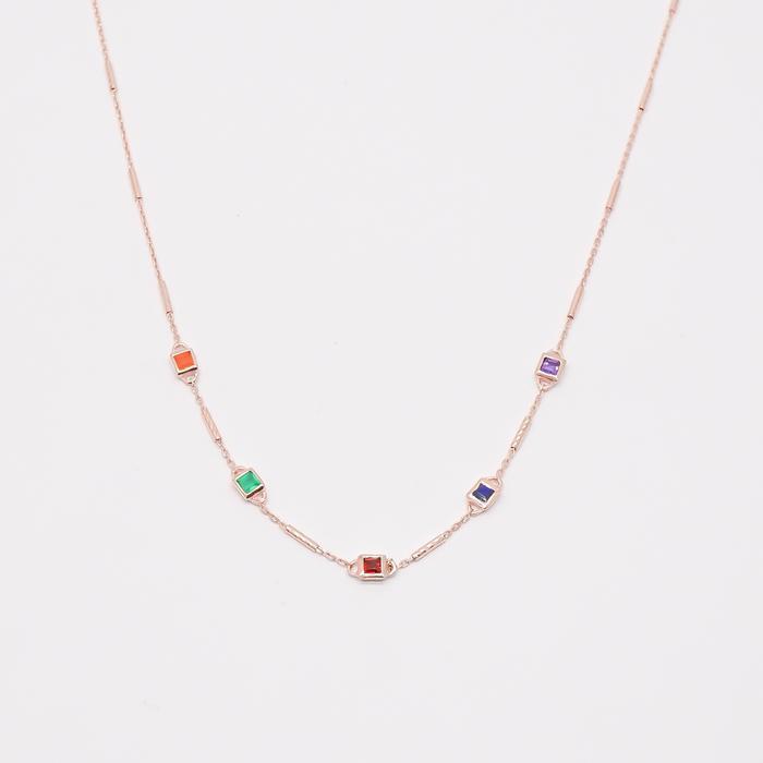 Opalhouse 925 Silver multi-color gemstone necklace OPAE8744 (7316479A)