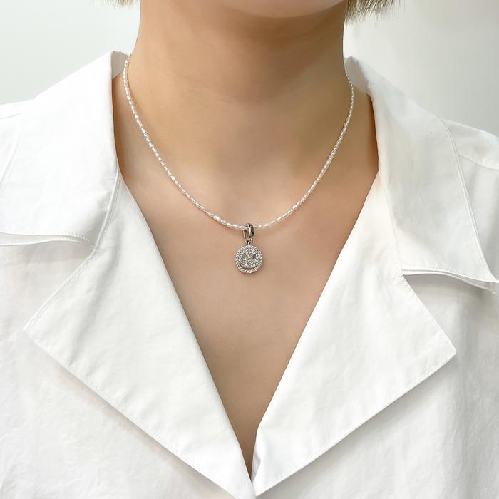 Opalhouse 925 Silver Smile Cubic Freshwater Pearl Bead Necklace OPHEN168 (7901119A)