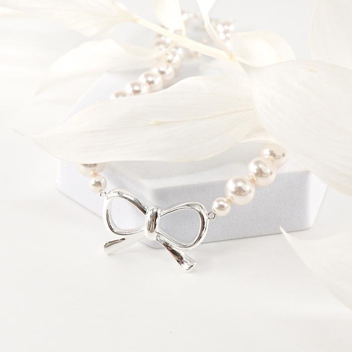 Opalhouse 925 Silver Oversized Ribbon Pearl Necklace OPHEN1365 (8361833A)