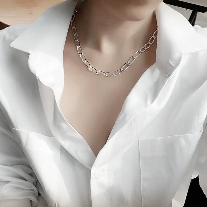 Pretty Italian chain silver necklace (15979814A)