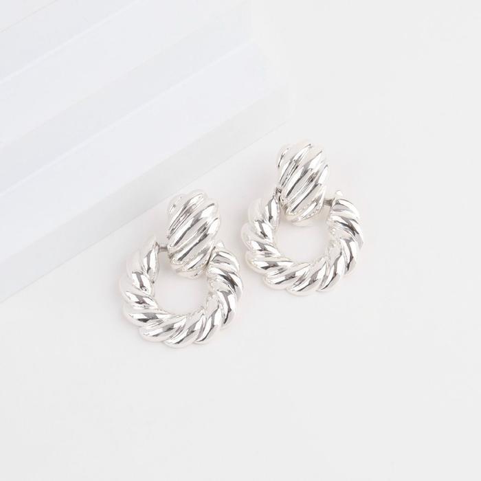 Pretty big drop hollow silver earrings (16008112A)