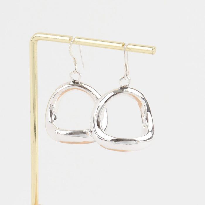 Pretty round drop silver earrings (16008115A)