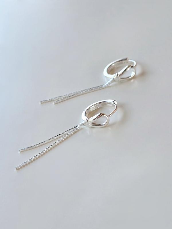 Pretty Leather Drop One-Touch Earrings (27759411A)