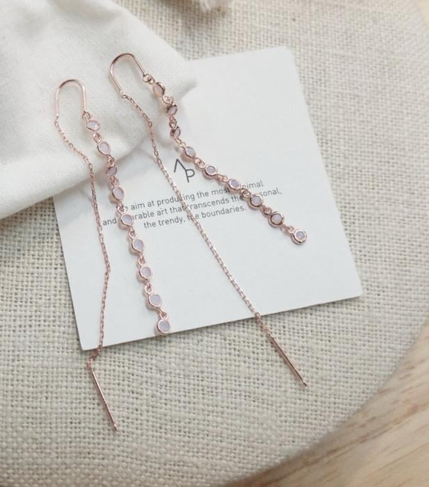 Pretty opal long drop earrings (28449405A)