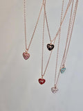 Pretty heart epoxy mini silver necklace (28449409A)
