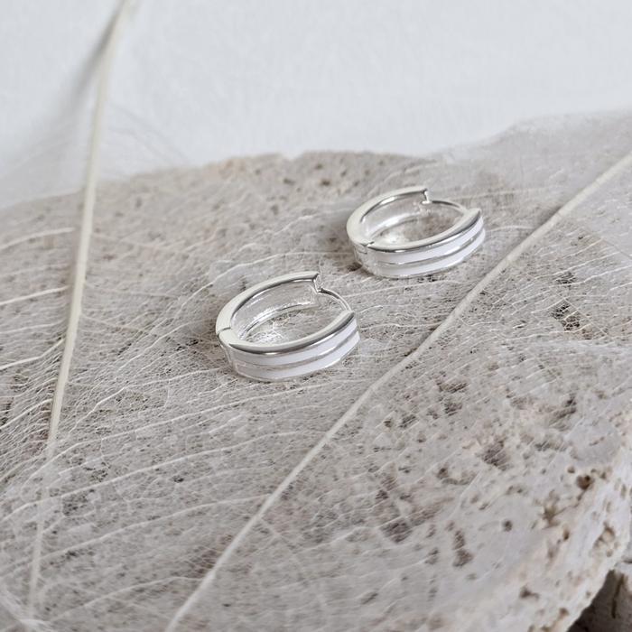 Pretty epoxy ring silver earrings (28833811A)