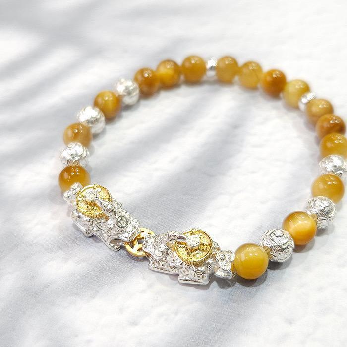 Pretty good luck gold 6mm hoeanset bracelet (29735917A)