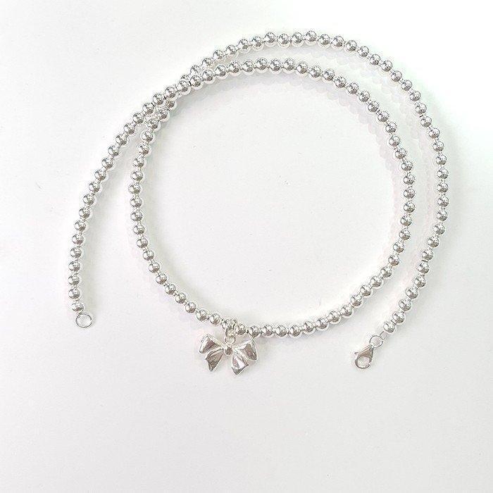 Pretty Volume Ribbon Silver Necklace (8575197A)