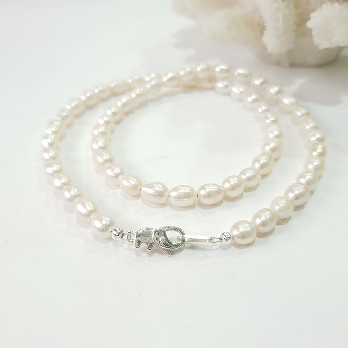 Pretty elephant freshwater pearl necklace (8893001A)
