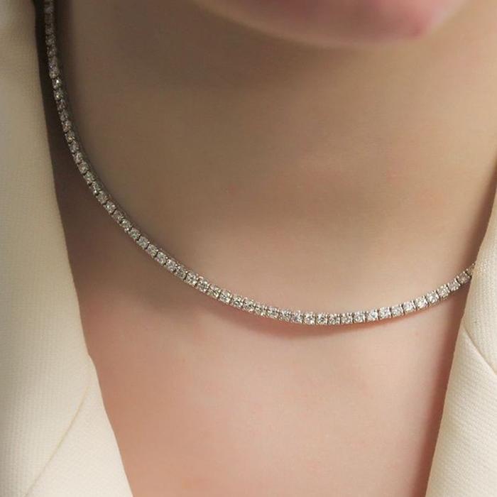 MustPink 925 Sterling Classic Cubic Tennis Necklace Layered 2mm (12445027A)