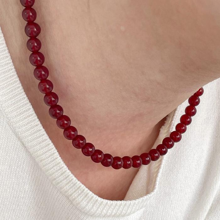 Mustpink Raw Stone Zamaro Zanony Classic Necklace 6mm (13039574A)