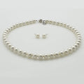 Talmy Story 925 Silver 8mm Natural Shell Keshi Pearl Necklace Earrings Set (2673984A)