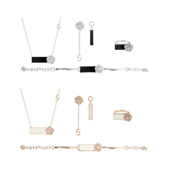 JohnSCC Necklace+Earring+Bracelet+Ring Rosary Flower Set (2085895B)