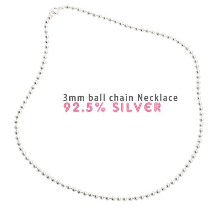 John SCC Silver 3mm bead necklace (41989076A)